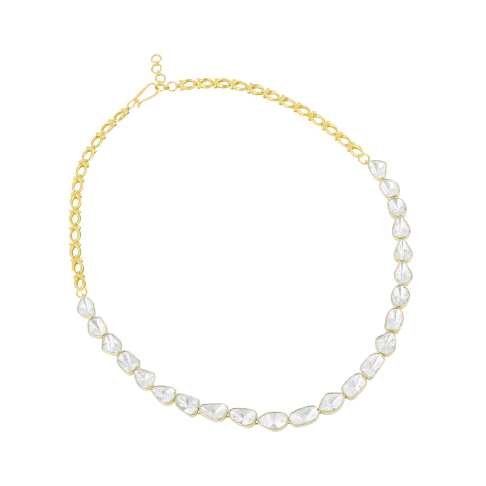 Open Polki Diamond Necklace with Gold Frames